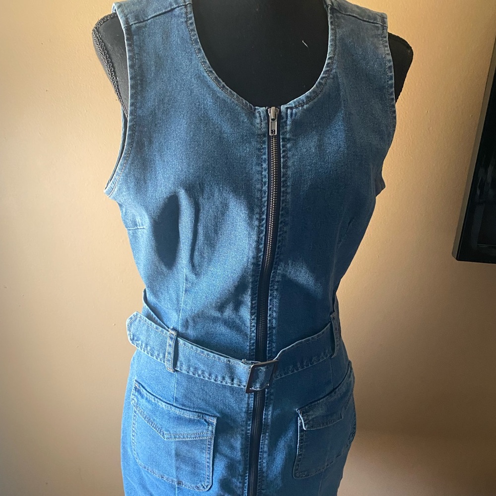 Love Peace Eco Sleeveless Denim Jumper Sz L